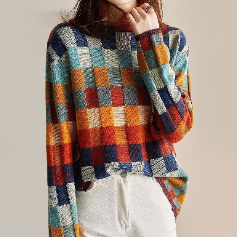 Victoria - Women's Patchwork Knit Sweater