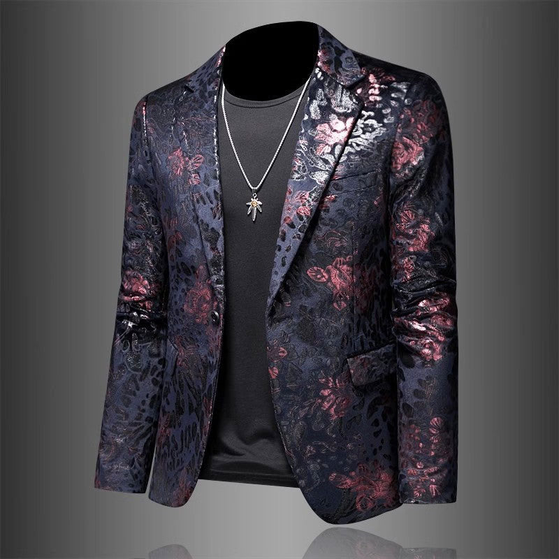 Vincent - Men's Metallic Floral Jacquard Blazer