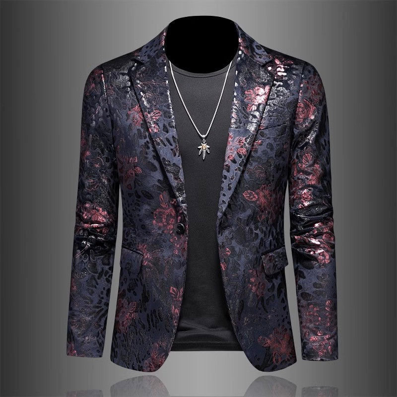 Vincent - Men's Metallic Floral Jacquard Blazer
