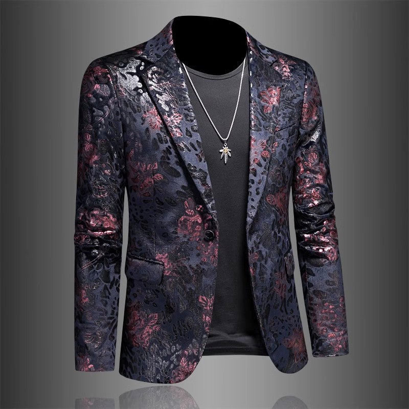 Vincent - Men's Metallic Floral Jacquard Blazer