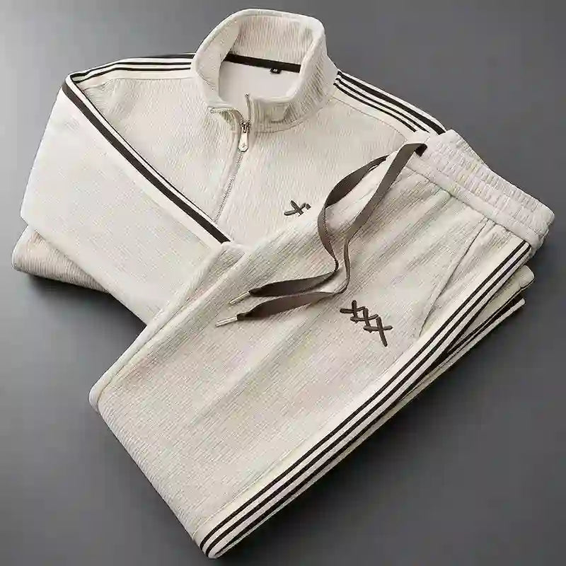 Wesley - Men's Corduroy Tracksuit with Side Stripes
