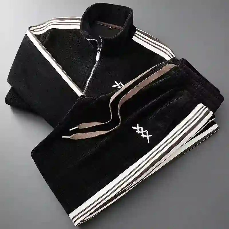 Wesley - Men's Corduroy Tracksuit with Side Stripes