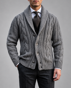 Wilfredo - Men's Cable Knit Shawl Collar Cardigan