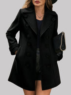 Abigail - Women's Notch Lapel Suede Button Front Coat