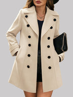 Abigail - Women's Notch Lapel Suede Button Front Coat