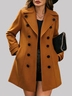 Abigail - Women's Notch Lapel Suede Button Front Coat