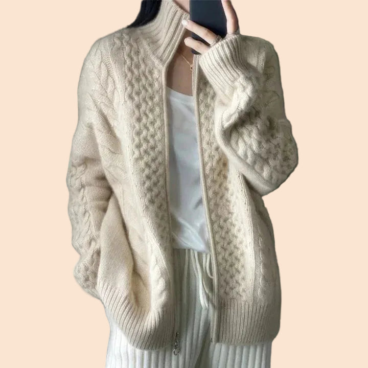 Adalyn - Women's Cable-Knit Cashmere Cardigan