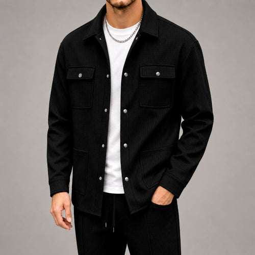 Adam - Men's Waffle Four-Pocket Utility Overshirt 1