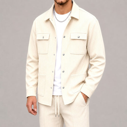 Adam - Men's Waffle Four-Pocket Utility Overshirt 2