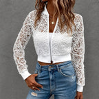 Adelle - Women's Floral Long Sleeve Cropped Jacket 7