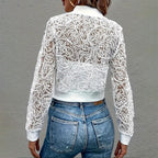 Adelle - Women's Floral Long Sleeve Cropped Jacket 8