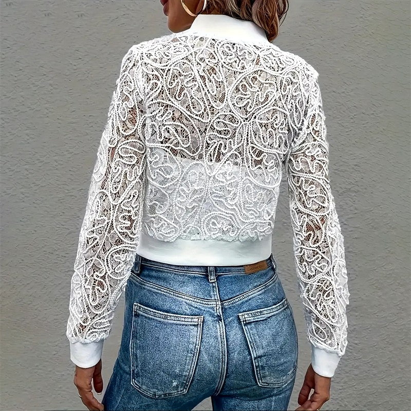Adelle - Women's Floral Long Sleeve Cropped Jacket 8