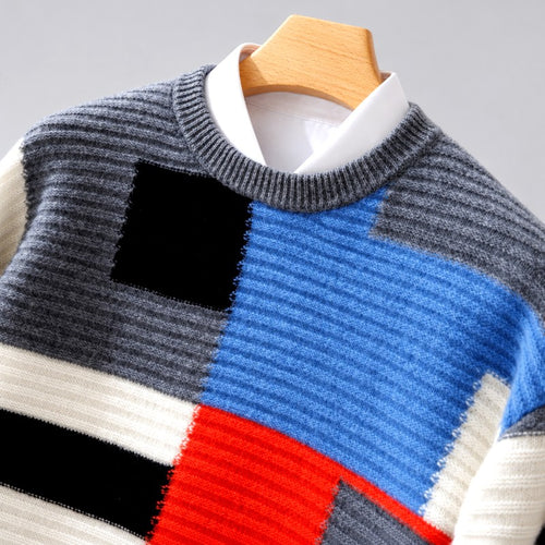 Adrian - Men's Wool Color-Block Oversized Sweater 1