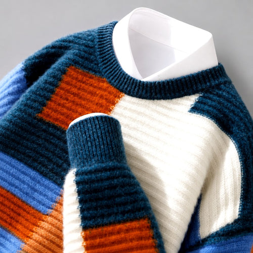 Adrian - Men's Wool Color-Block Oversized Sweater 2