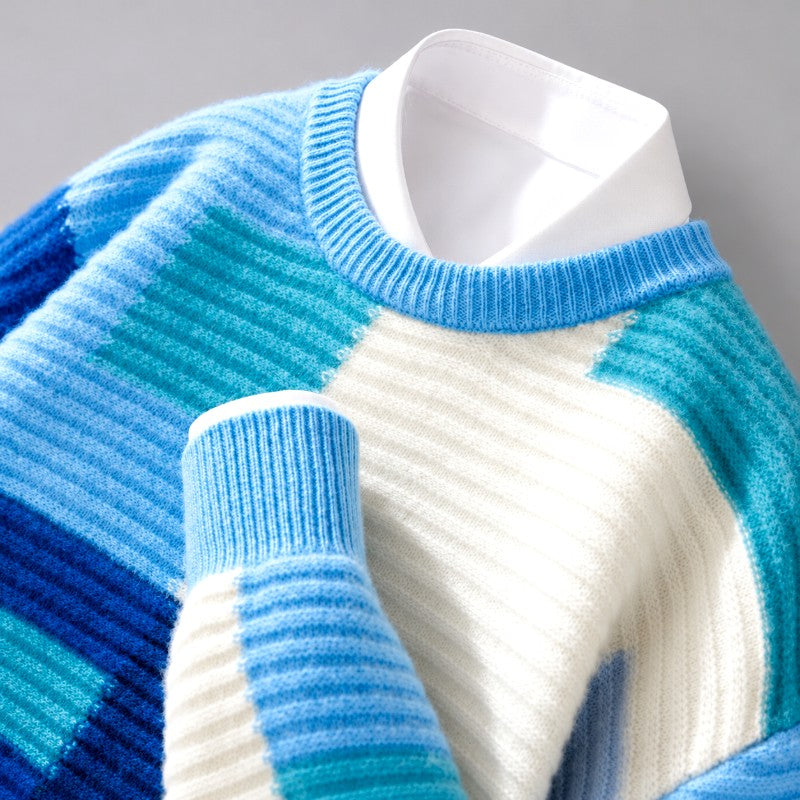 Adrian - Men's Wool Color-Block Oversized Sweater 3