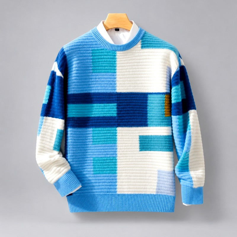 Adrian - Men's Wool Color-Block Oversized Sweater 5