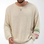 Alexander - Men's Contrast Stripe Crew Neck Relaxed Sweater 1