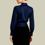 Alexina - Women's Satin Wrap Front Long Sleeve Blouse 3