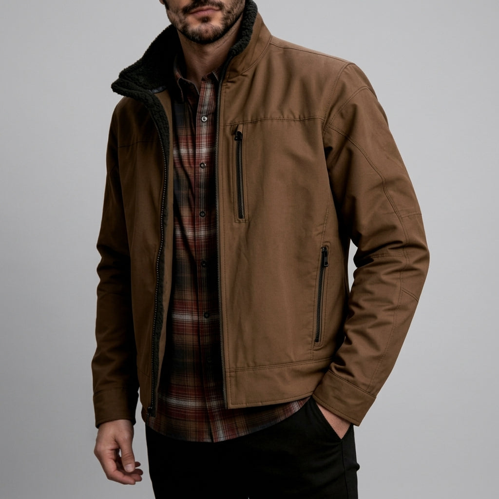 Alfred - Men's Faux Fur Stand-up Collar Lightweight Jacket