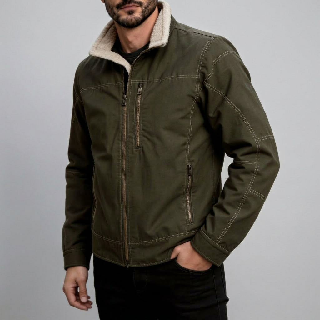 Alfred - Men's Faux Fur Stand-up Collar Lightweight Jacket