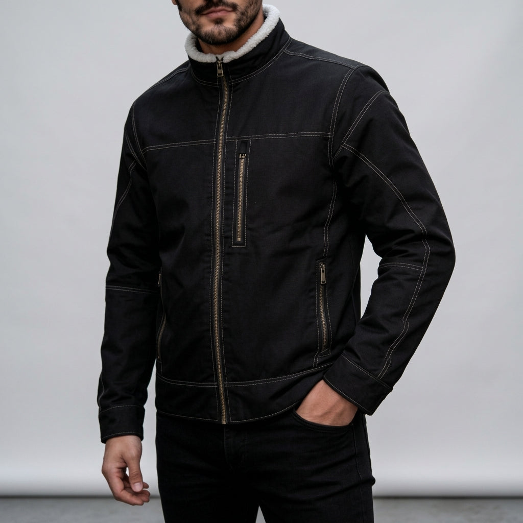 Alfred - Men's Faux Fur Stand-up Collar Lightweight Jacket