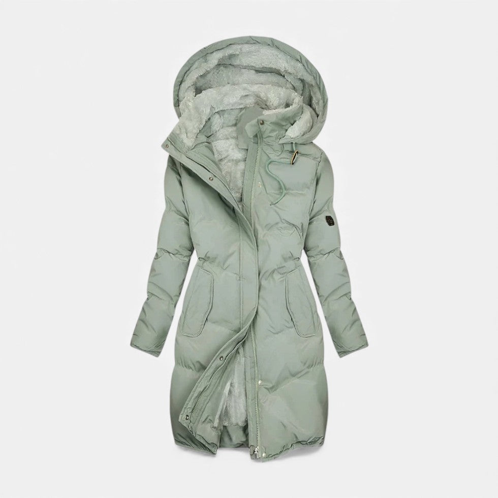 Alice - Women's Long Puffer Coat with Faux Fur Lined Hood