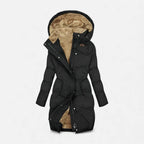 Alice - Women's Long Puffer Coat with Faux Fur Lined Hood
