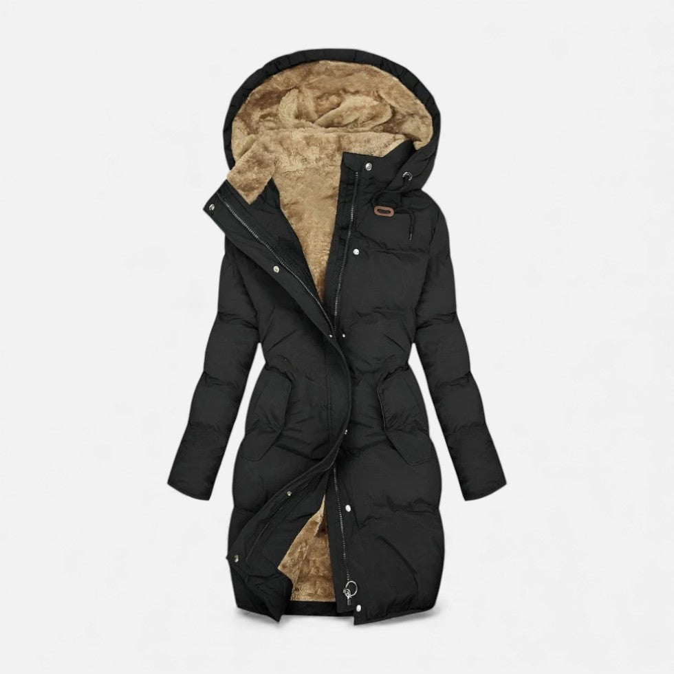 Alice - Women's Long Puffer Coat with Faux Fur Lined Hood