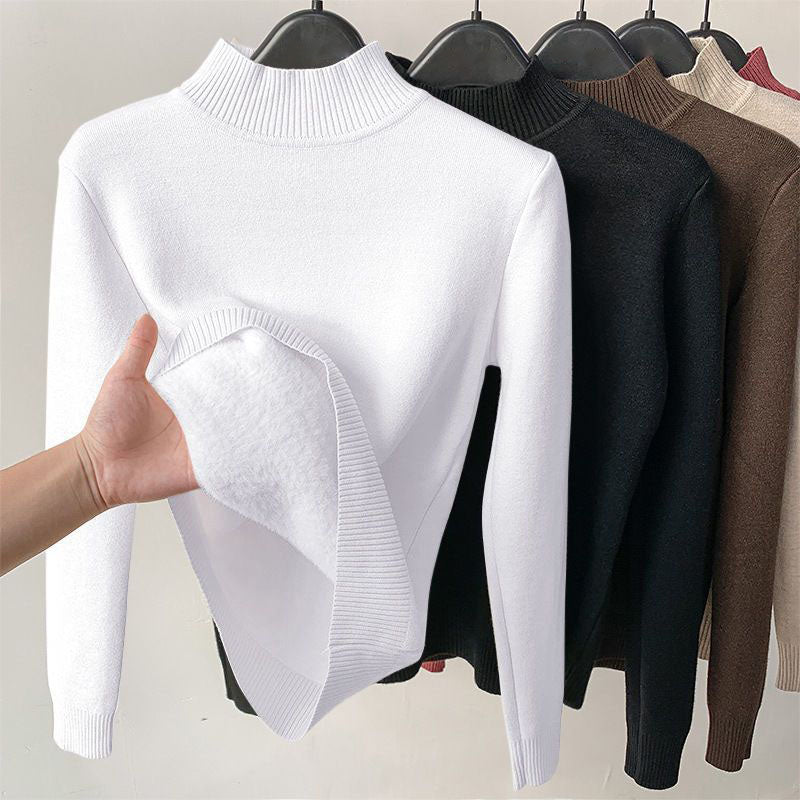 Alicia - Women's High Neck Fitted Knit Sweater