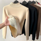 Alicia - Women's High Neck Fitted Knit Sweater