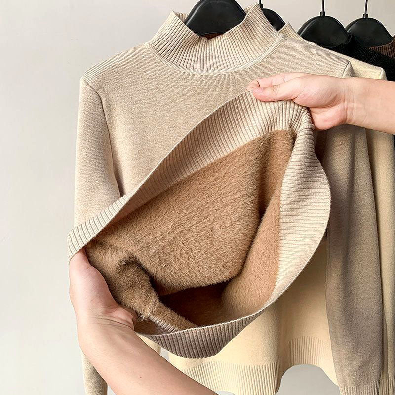 Alicia - Women's High Neck Fitted Knit Sweater