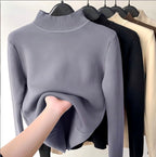 Alicia - Women's High Neck Fitted Knit Sweater