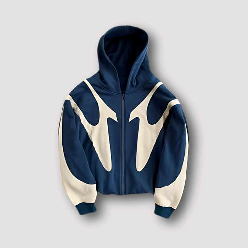 Allan - Men's Flame Print Full Zip Hoodie Sweatshirt 2