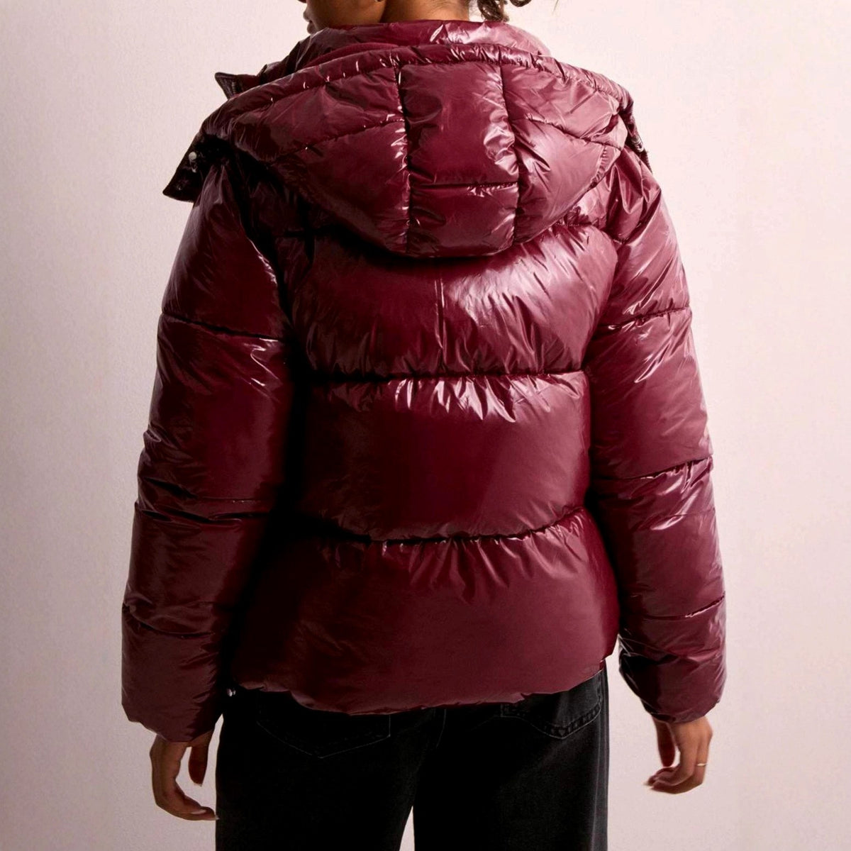 Amara - Women's Glossy Hooded Zip-Up Puffer Jacket 5
