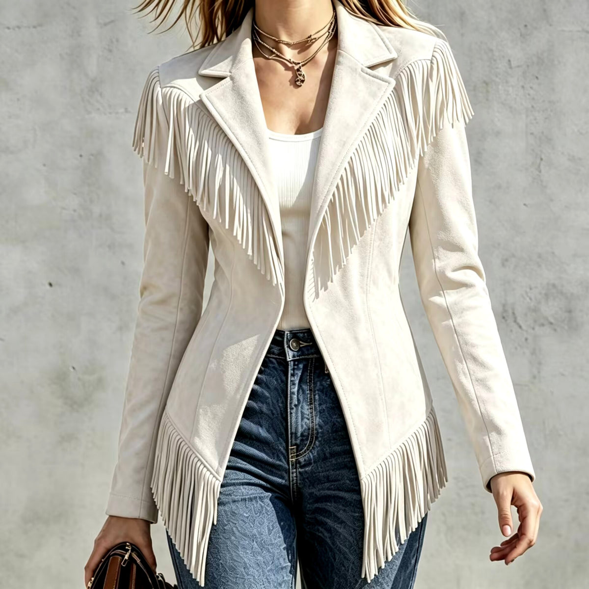 Anais - Women’s Suede-Look Fringe Western Jacket 2