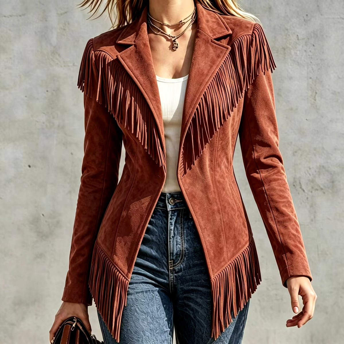Anais - Women’s Suede-Look Fringe Western Jacket 5