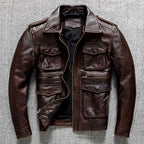 Andrew - Men's Utility Leather Jacket with Flap Pockets 2