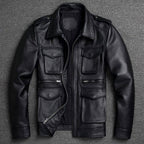 Andrew - Men's Utility Leather Jacket with Flap Pockets 3
