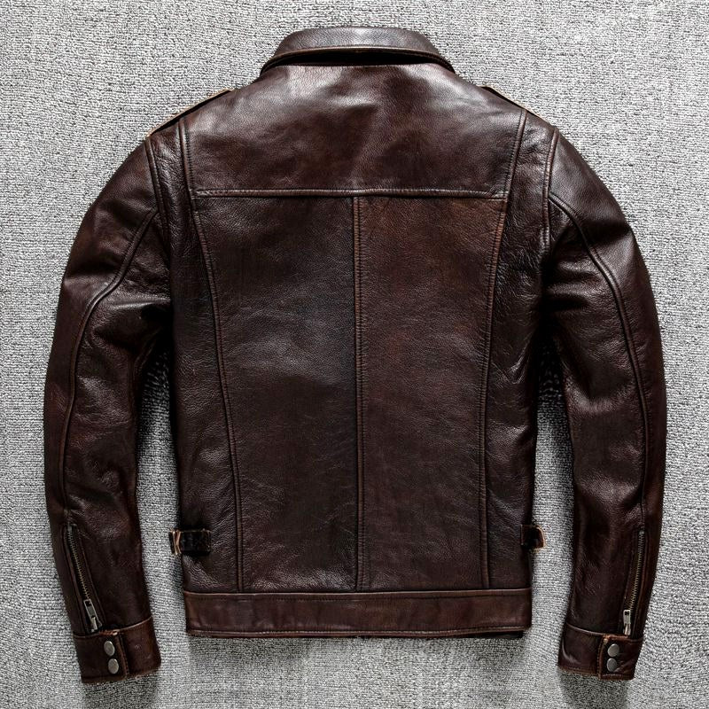 Andrew - Men's Utility Leather Jacket with Flap Pockets 5