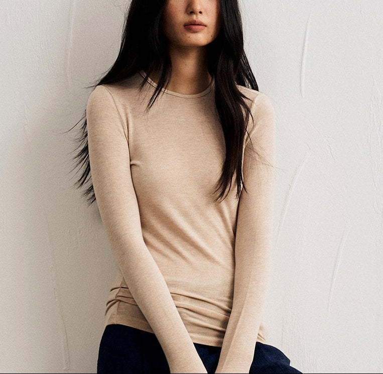 Angeline - Women's Crew Neck Long Sleeve Fitted Top 3