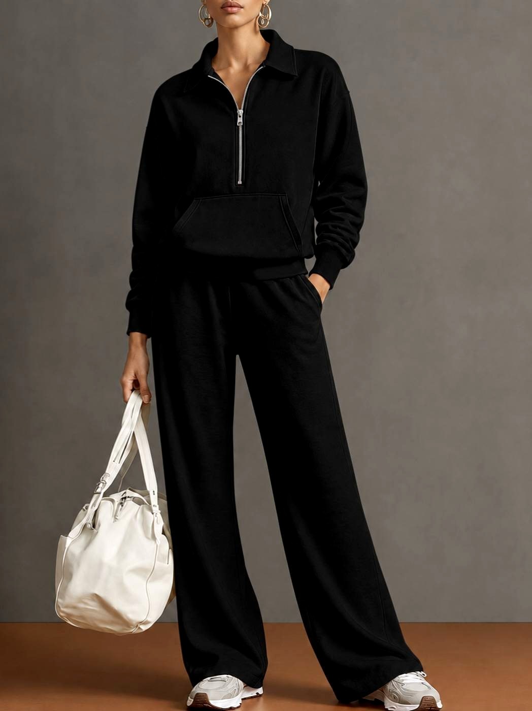 Anicka - Women's Collared Half Zip Two Piece Set 3