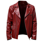 Anthony - Men's Notch Collar Faux Leather Biker Jacket 3