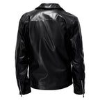 Anthony - Men's Notch Collar Faux Leather Biker Jacket 5