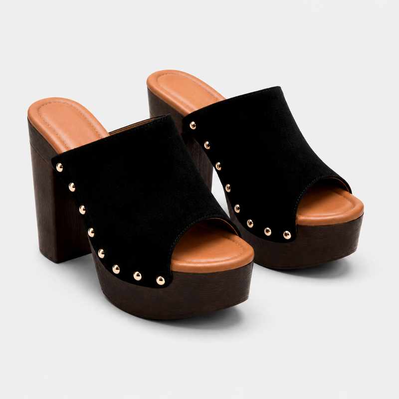 Aoife - Women's Studded Platform Heeled Slide Sandals