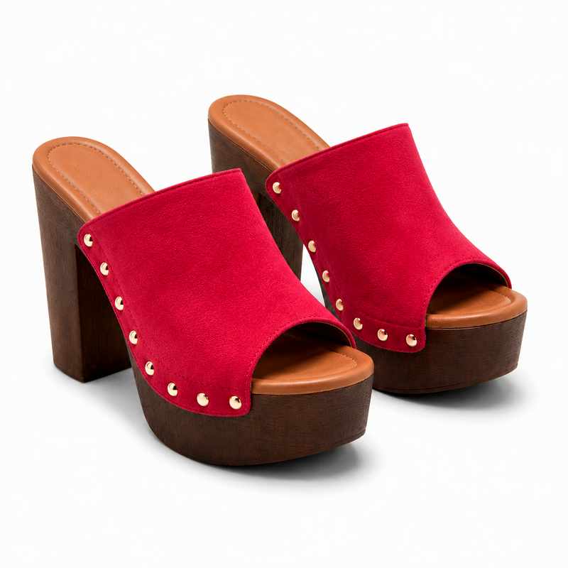 Aoife - Women's Studded Platform Heeled Slide Sandals
