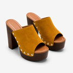 Aoife - Women's Studded Platform Heeled Slide Sandals