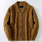 Archer - Men's Argyle Shawl Collar Cable Cardigan 3