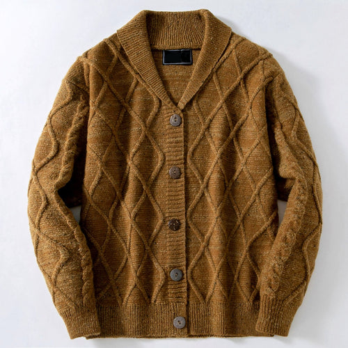 Archer - Men's Argyle Shawl Collar Cable Cardigan 3