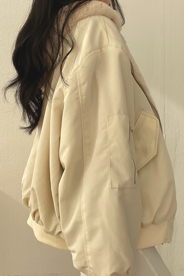 Aria - Women's Oversized Fleece-Lined Bomber Jacket
