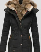 Ariella - Women's Quilted Hooded Jacket with Faux Fur Trim